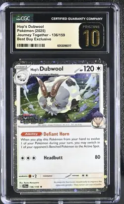 POKEMON CGC PRISTINE 10 HOP'S DUBWOOL #136 BEST BUY EXCLUSIVE JOURNEY TOGETHER - Image 1