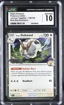 POKEMON CGC 10 GEM MINT HOP'S DUBWOOL #136 BEST BUY EXCLUSIVE JOURNEY TOGETHER - Image 1