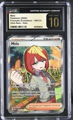 POKEMON CGC PRISTINE 10 MELA #140 ULTRA RARE PRISMATIC EVOLUTIONS - Image 1