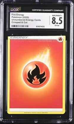 POKEMON CGC MINT FIRE ENERGY CRIMPED & CUT ERROR VIVID VOLTAGE - Image 1