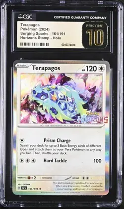 POKEMON CGC PRISTINE 10 TERAPAGOS 161 HORIZONS GAMESTOP EXCLUSIVE SURGING SPARKS - Image 1