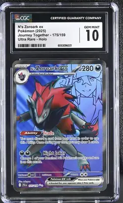 POKEMON CGC 10 GEM MINT N's ZOROARK EX 175/159 ULTRA RARE JOURNEY TOGETHER - Image 1