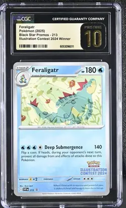 POKEMON CGC PRISTINE 10 FERALIGATR ILLUSTRATION CONTEST WINNER 2024 #213 PROMO - Image 1