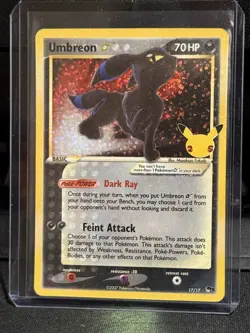 Pokemon Umbreon Gold Star 17/17 NM Super Clean 25th Anniversary Celebrations - Image 1