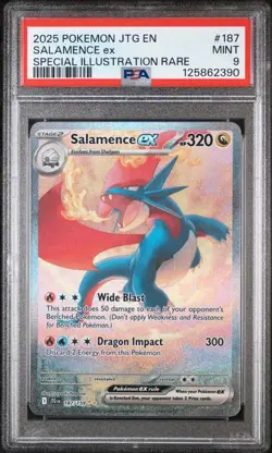 2025 POKEMON JOURNEY TOGETHER #187 SALAMENCE ex SPECIAL ILLUSTRATION RARE PSA 9 - Image 1