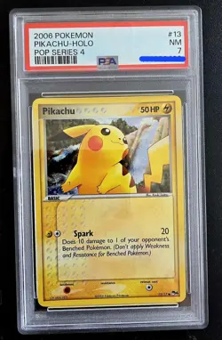Pokemon Pikachu Promo Card Pop Series 4, Holo Rare, 13/17 Psa 7 - Image 1