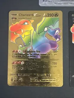 Pokemon TCG Card Fan Art lot of 3 bundle. Black Silver And Gold - Charzard VStar - Image 3