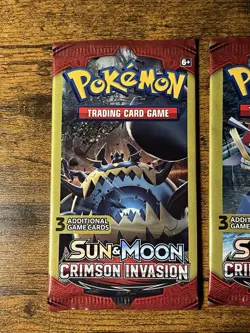 Pokemon Sun & Moon Crimson Invasion 3-Card Booster Packs Complete Art Set 4 Pack - Image 2
