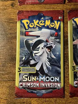 Pokemon Sun & Moon Crimson Invasion 3-Card Booster Packs Complete Art Set 4 Pack - Image 4