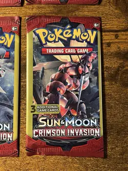 Pokemon Sun & Moon Crimson Invasion 3-Card Booster Packs Complete Art Set 4 Pack - Image 5