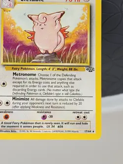 Clefable Pokemon Card #17/64 Non-Holo Rare NEAR MINT Jungle Set - Image 5