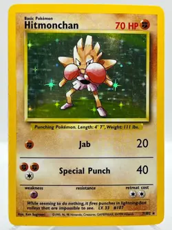 Hitmonchan 7/102 Base Set Holo Rare 1999 WotC Vintage Pokemon TCG Card NM/M - Image 1