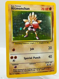 Hitmonchan 7/102 Base Set Holo Rare 1999 WotC Vintage Pokemon TCG Card NM/M - Image 2