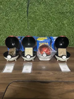 Pokemon 23k Burger King Gold Plated Trading Card Set with poke balls Lot Of 4 - Image 1