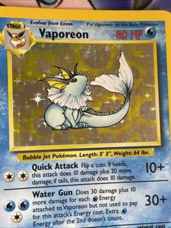 Vaporeon 12/64 Holo Rare Jungle Unlimited Pokemon WOTC 1999 Vintage - Near Mint - Image 5