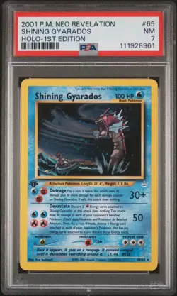 2001 POKEMON NEO REVELATION 1ST ED #65 SHINING GYARADOS-HOLO PSA 7 - Image 1
