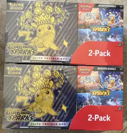 Pokemon TCG - Surging Sparks ETB x2 and Booster Bundle x2 - New And Sealed - Image 1