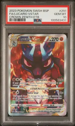 2023 POKEMON SWSH BLACK STAR PROMO #291 FULL ART/LUCARIO VSTAR PSA 10 - Image 1