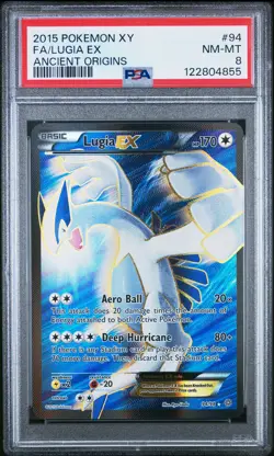2015 POKEMON XY ANCIENT ORIGINS #94 FULL ART/LUGIA EX PSA 8 - Image 1