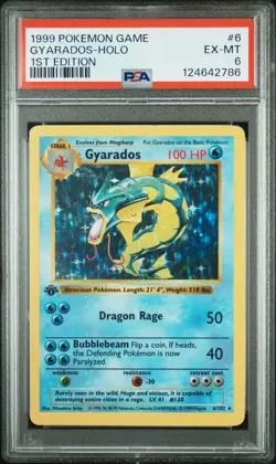 1999 POKEMON BASE SET 1ST EDITION #6 GYARADOS-HOLO PSA 6 - Image 1