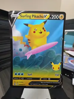 Pokemon Celebrations Surfing Pikachu V 008/025 Holo. Pack Fresh Ships ASAP! - Image 1