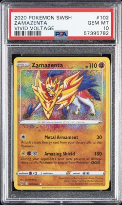 2020 POKEMON SWORD & SHIELD VIVID VOLTAGE #102 ZAMAZENTA PSA 10 - Image 1