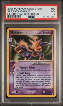 2006 POKEMON EX CRYSTAL GUARDIANS GOLD STAR #99 ALAKAZAM-HOLO PSA 7 - Image 1