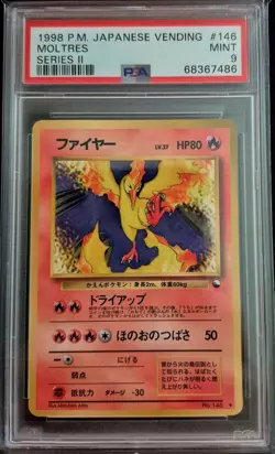 1998 POKEMON JAPANESE VENDING #146 MOLTRES SERIES II PSA 9 - Image 1