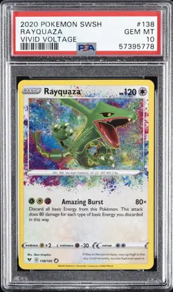 2020 POKEMON SWORD & SHIELD VIVID VOLTAGE #138 RAYQUAZA PSA 10 - Image 1