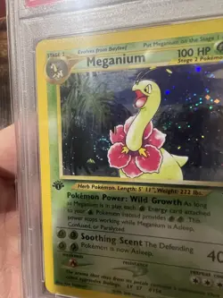 Pokemon 1st Edition Meganium Neo Genesis Holo Rare 11/111 PSA 8 NM-MT NICE SWIRL - Image 3