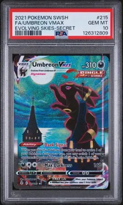 UMBREON VMAX Evolving Skies Holo Rare Alt Art #215 PSA 10 Gem Mint Pokemon - Image 1