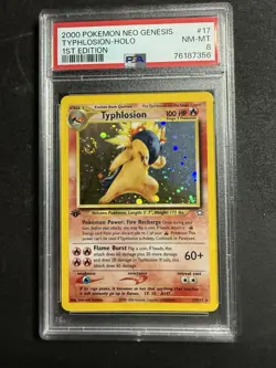 2000 POKEMON NEO GENESIS 1ST EDITION #17 TYPHLOSION-HOLO PSA 8 WITH SWIRL - Image 1
