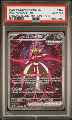 2025 POKEMON PRE EN-PRISMATIC EVOLUTIONS #157 IRON VALIANT EX PSA 10 - Image 1