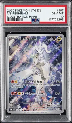 2025 POKEMON JTG EN-JOURNEY TOGETHER ILLUSTRATION RARE #167 N'S RESHIRAM PSA 10 - Image 1