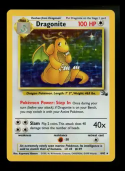 #6 Dragonite 4/62 Fossil 1999 Holo Rare WOTC Pokemon Card TCG - Image 1