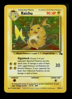 Raichu 14/62 Fossil 1999 Holo Rare WOTC Pokemon Card TCG - Image 1