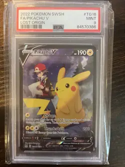 Pikachu V TG16/TG30 SWSH Lost Origin Trainer Gallery Holo Card PSA 9 ❤ - Image 1