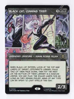 Black Cat, Cunning Thief (Borderless Foil) 222 (R) MTG Marvel's Spider-Man (SPM) - Image 1