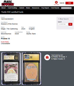 MTG Magic the Gathering Bloomburrow Season of the Burrow CGC 10 Pristine POP 1 - Image 3