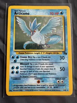 Pokemon TCG Articuno 2/62 Fossil Set Holo Card WOTC 1999 Unlimited Rare LP - Image 1