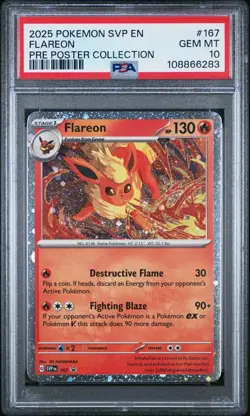 GEM MINT✨ 2025 Pokemon EN SV Black Star Promo Flareon 167 Poster Coll. PSA 10 - Image 1