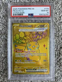 2025 POKEMON PRE EN-PRISMATIC EVOLUTIONS HYPER RARE #179 PIKACHU EX PSA 10 - Image 1
