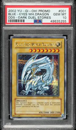 2002 YU-GI-OH! PROMO DDS-DARK DUEL STORIES #001 BLUE-EYES WHITE DRAGON PSA 10 - Image 1