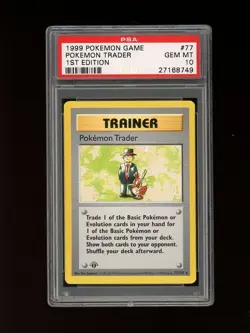 Pokemon PSA 10 GEM MINT Pokemon Trader 1st Edition Base Set Rare Card 77/102 - Image 1