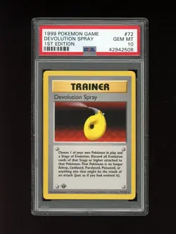 POKEMON PSA 10 GEM MINT DEVOLUTION SPRAY 1ST EDITION SHADOWLESS BASE SET CARD 72 - Image 1