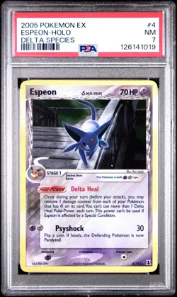 Espeon-Holo Delta Species Pokemon Ex Delta Species 4 NM PSA 7 - Image 1