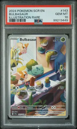Bulbasaur Illustration Rare Pokemon Scr En-Stellar Crown 143 NM PSA 10 - Image 1