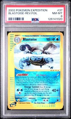 Blastoise-Rev.Foil Pokemon Expedition 37 NM PSA 8 - Image 1