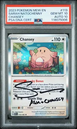2023 POKEMON MEW EN-151 #113 CHANSEY PSA 10 AUTO 10 - Image 1