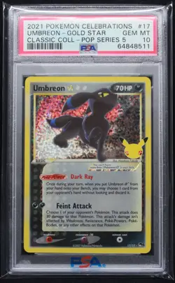 2021 Pokemon Celebrations Classic Coll #17 POP Series Umbreon Gold Star PSA 10 - Image 1